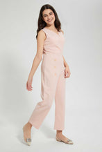 تنزيل الصورة على معرض الصور، Redtag-Peach-Front-Gold-Buttons-Jumpsuit-Dresses-Senior-Girls-9 to 14 Years