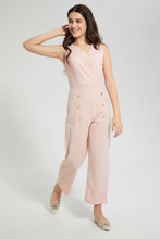 تنزيل الصورة على معرض الصور، Redtag-Peach-Front-Gold-Buttons-Jumpsuit-Dresses-Senior-Girls-9 to 14 Years