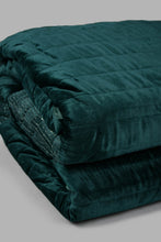 Load image into Gallery viewer, Redtag-Green-Velvet-2-Piece-Quilt-With-Gold-Lurex-
(Single-Size)-Quilts-Home-Bedroom-