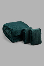 Load image into Gallery viewer, Redtag-Green-Velvet-3-Piece-Quilt-With-Gold-Lurex-
(Double-Size)-Quilts-Home-Bedroom-