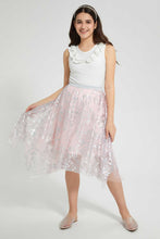 Load image into Gallery viewer, Redtag-White-Ruffled-Front-Rib-Top-Embellished-Senior-Girls-9 to 14 Years