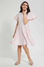 Load image into Gallery viewer, Pink Ruffled Sleeved Dress