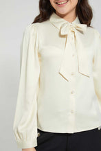 تنزيل الصورة على معرض الصور، Redtag-Gold-Pussy-Bow-SaT-Shirtn-Shirt-Blouses-Senior-Girls-9 to 14 Years