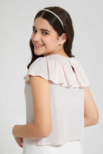 Load image into Gallery viewer, Pink Metallic Ruffled Sleeve Top