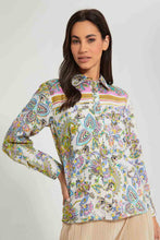 تنزيل الصورة على معرض الصور، Redtag-Multi-Color-Paisley-Print-Satin-Shirt-Blouses-Women's-