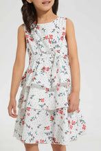 تنزيل الصورة على معرض الصور، Redtag-White-Aop-Tiered-Dress-Dresses-Girls-2 to 8 Years