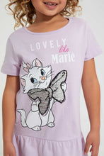 تنزيل الصورة على معرض الصور، Redtag-Lilac-Casual-Dress-With-Marie-Placement-Print-&-2-Way-Sequins-Dresses-Girls-2 to 8 Years