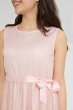 Load image into Gallery viewer, Redtag-Peach/Gold-Foil-Pleated-Dress-Dresses-Senior-Girls-9 to 14 Years