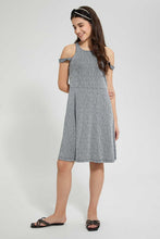 تنزيل الصورة على معرض الصور، Redtag-Black/Silver-Mettalic-Skater-Dress-Dresses-Senior-Girls-9 to 14 Years