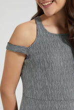 تنزيل الصورة على معرض الصور، Redtag-Black/Silver-Mettalic-Skater-Dress-Dresses-Senior-Girls-9 to 14 Years
