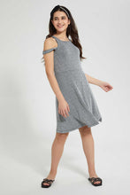 تنزيل الصورة على معرض الصور، Redtag-Black/Silver-Mettalic-Skater-Dress-Dresses-Senior-Girls-9 to 14 Years