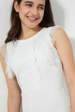 Load image into Gallery viewer, Redtag-White-Jacquard-Front-Lace-Jumpsuit-Dresses-Senior-Girls-9 to 14 Years
