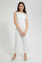 Load image into Gallery viewer, Redtag-White-Jacquard-Front-Lace-Jumpsuit-Dresses-Senior-Girls-9 to 14 Years