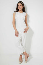 Load image into Gallery viewer, Redtag-White-Jacquard-Front-Lace-Jumpsuit-Dresses-Senior-Girls-9 to 14 Years