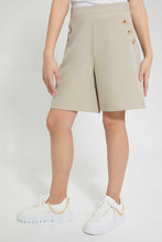 Load image into Gallery viewer, Redtag-Beige-Highwaist-Button-Front-Short-Cargo-Pants-Senior-Girls-9 to 14 Years