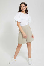 Load image into Gallery viewer, Redtag-Beige-Highwaist-Button-Front-Short-Cargo-Pants-Senior-Girls-9 to 14 Years