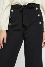 Load image into Gallery viewer, Redtag-Black-Highwaist-Wideleg-Front-Buttton-Trouser-Cargo-Pants-Senior-Girls-9 to 14 Years