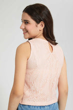 تنزيل الصورة على معرض الصور، Redtag-Pink-Highneck-Lace-Top-Plain-Senior-Girls-9 to 14 Years