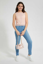 تنزيل الصورة على معرض الصور، Redtag-Pink-Highneck-Lace-Top-Plain-Senior-Girls-9 to 14 Years