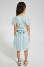 تنزيل الصورة على معرض الصور، Redtag-Mint-Foil-Print-Dress-Dresses-Girls-2 to 8 Years
