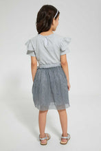 تنزيل الصورة على معرض الصور، Redtag-Printed-Mesh-Bottom-Dress-Dresses-Girls-2 to 8 Years