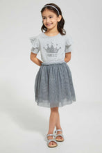 تنزيل الصورة على معرض الصور، Redtag-Printed-Mesh-Bottom-Dress-Dresses-Girls-2 to 8 Years
