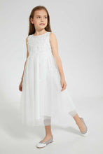 تنزيل الصورة على معرض الصور، Redtag-White-Floral-Embellished-Dress-Dresses-Girls-2 to 8 Years