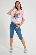 تنزيل الصورة على معرض الصور، Redtag-Sky-Blue-Minnie-Embellished-Crop-Tee-Embellished-Women's-