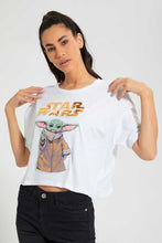 Load image into Gallery viewer, Redtag-White-Yoda-Embossed--Crop-Tee-All-Over-Prints-Women's-
