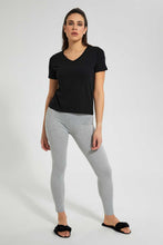 تنزيل الصورة على معرض الصور، Redtag-Black-V-Neck-T-Shirt-Plain-Women's-