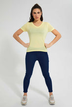 تنزيل الصورة على معرض الصور، Redtag-Lemon-V-Neck-T-Shirt-Plain-Women's-