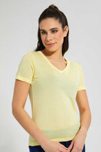 تنزيل الصورة على معرض الصور، Redtag-Lemon-V-Neck-T-Shirt-Plain-Women's-