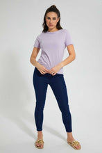 تنزيل الصورة على معرض الصور، Redtag-Lilac-Crew-Neck-T-Shirt-Plain-Women's-