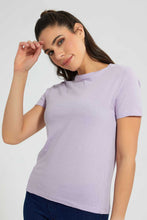 تنزيل الصورة على معرض الصور، Redtag-Lilac-Crew-Neck-T-Shirt-Plain-Women's-