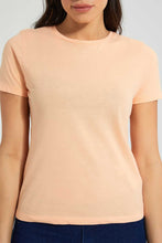 تنزيل الصورة على معرض الصور، Redtag-Peach--Crew-Neck-T-Shirt-Plain-Women's-