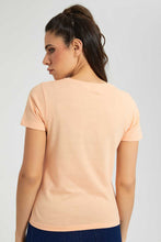 تنزيل الصورة على معرض الصور، Redtag-Peach--Crew-Neck-T-Shirt-Plain-Women's-