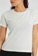 تنزيل الصورة على معرض الصور، Redtag-Ivory--Crew-Neck-T-Shirt-Plain-Women's-