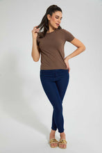 تنزيل الصورة على معرض الصور، Redtag-Brown--Crew-Neck-T-Shirt-Plain-Women's-