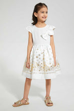 Load image into Gallery viewer, Redtag-Cream-Jacquard-Bottom-Dress-Dresses-Girls-2 to 8 Years