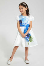 Load image into Gallery viewer, Redtag-White-Dress-With-Placement-Print-Dresses-Girls-2 to 8 Years