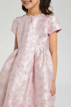 تنزيل الصورة على معرض الصور، Redtag-Pink-Knee-Length-Jacquard-Dress-Dresses-Girls-2 to 8 Years