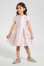 تنزيل الصورة على معرض الصور، Redtag-Pink-Knee-Length-Jacquard-Dress-Dresses-Girls-2 to 8 Years