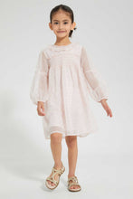 تنزيل الصورة على معرض الصور، Redtag-Pink-Knee-Length-Jacquard-Dress-Dresses-Girls-2 to 8 Years