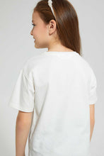 تنزيل الصورة على معرض الصور، Redtag-White-Casual-T-Shirt-With-3D-Flower-Work-At-Front-Embellished-Girls-2 to 8 Years