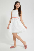 Load image into Gallery viewer, Redtag-White-Organza-Dress-Dresses-Senior-Girls-9 to 14 Years