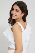 Load image into Gallery viewer, Redtag-White-Chiffly-Assymetrical-Blouse-Blouses-Senior-Girls-9 to 14 Years