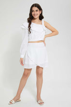 Load image into Gallery viewer, Redtag-White-Chiffly-Assymetrical-Blouse-Blouses-Senior-Girls-9 to 14 Years
