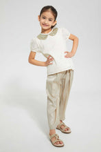 تنزيل الصورة على معرض الصور، Redtag-Beige-Sequenced-Peter-Pan-Collar-T-Shirt-Blouses-Girls-2 to 8 Years