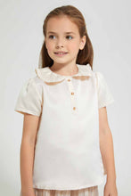 تنزيل الصورة على معرض الصور، Redtag-Gold-Peter-Pan-Collar-Blouse-Blouses-Girls-2 to 8 Years