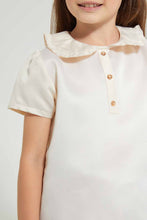 تنزيل الصورة على معرض الصور، Redtag-Gold-Peter-Pan-Collar-Blouse-Blouses-Girls-2 to 8 Years